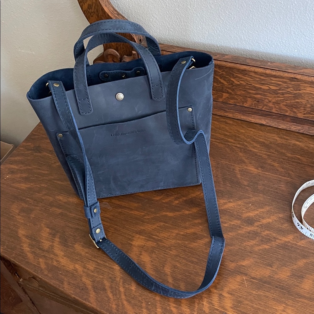 Chic Navy Leather Tote - Picture 7 of 7